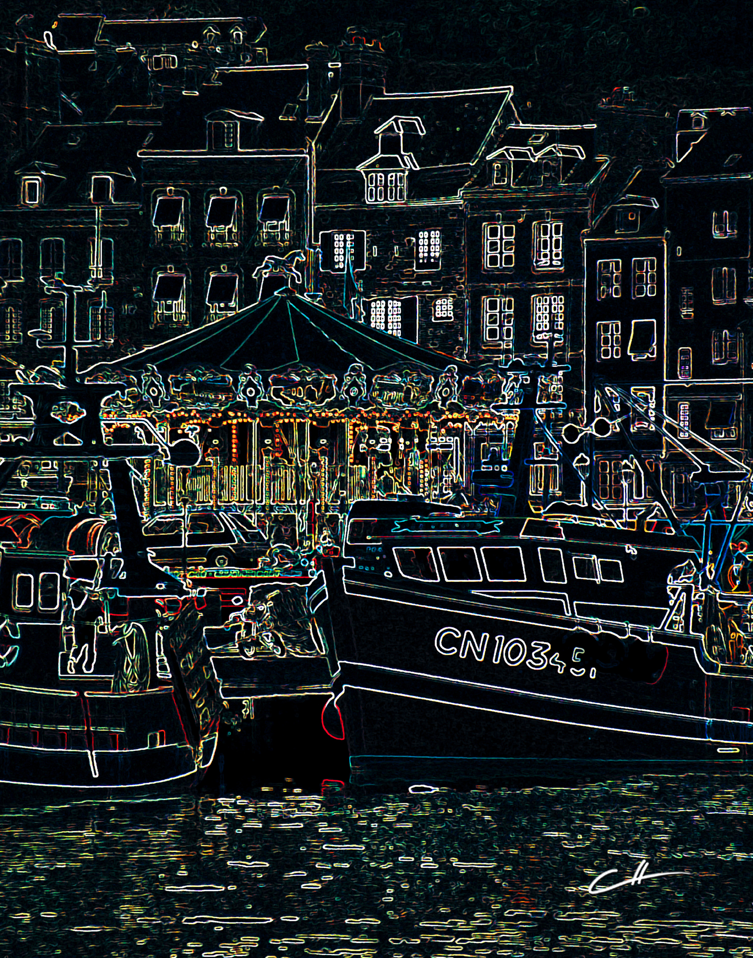 Honfleur Neon High - artwork by David Crellen